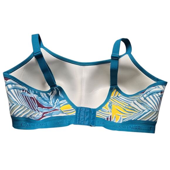Cacique 42C No Wire Cotton Bra Lightly Lined Comfort Scoop Tropical Leaf Print - Picture 3 of 8